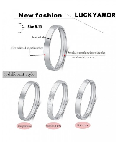 3pcs Style Stainless Steel Rings for Women Girls Stacking Stackable Silver Band Thumb Pointer Finger Plain Ring Comfort Fit S...