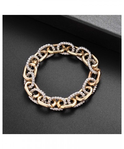 Nicole Miller Silver and Gold Twisted Plain Two Tone Huge Chain Stretch Bracelet $8.75 Bracelets