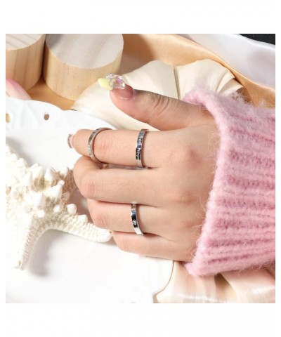 3pcs Style Stainless Steel Rings for Women Girls Stacking Stackable Silver Band Thumb Pointer Finger Plain Ring Comfort Fit S...