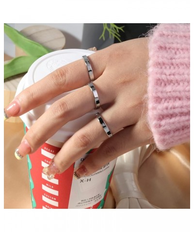 3pcs Style Stainless Steel Rings for Women Girls Stacking Stackable Silver Band Thumb Pointer Finger Plain Ring Comfort Fit S...