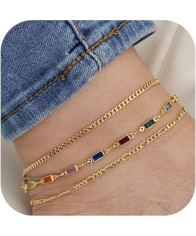 Anklets for Women 14K Real Gold/Silver Plated Ankle Bracelets Trendy Waterproof Boho Anklets Set Adjustable Dainty Cute Diamo...