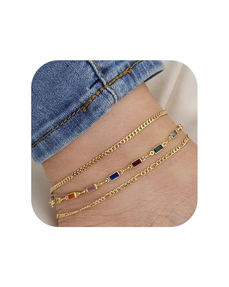 Anklets for Women 14K Real Gold/Silver Plated Ankle Bracelets Trendy Waterproof Boho Anklets Set Adjustable Dainty Cute Diamo...