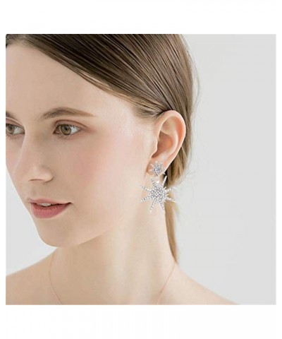 Crystal Snow Dangle Drop Earrings Stud with Cubic Zirconia Hexagonal Star Earrings Hanging Behind The Ear Earrings for Women ...