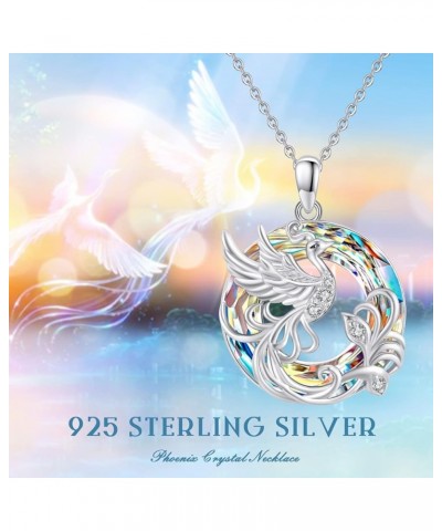 Phoenix Necklace 925 Sterling Silver Phoenix Pendant Austrian Crystal Necklace Rise from Ashes Phoenix Bird Necklace Animals ...