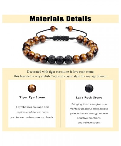 Anniversary Bracelet Gifts Braided Rope Bead Bracelet Stress Relief Bracelet for Men Tiger Eye Black Matte Agate Bead Bracele...