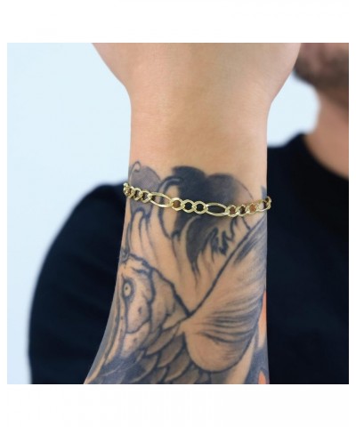 10k Yellow Gold 5.5mm Solid Figaro Chain Link Bracelet, Mens Womens Jewelry 7" 7.5" 8" 8.5" 9 Yellow 8 $119.13 Bracelets