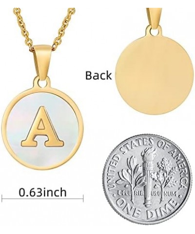 Initial Necklaces For Women, 18k Gold Rainbow Shell Letter Coin Pendants Stainless Steel Dainty Statement Teen Girls Gift Jew...