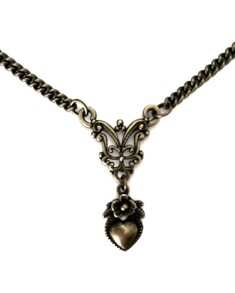 Heart Necklace Bronze Vintage Filigree 8th Wedding Anniversary 19th Wedding Bronze Wrapped and Gift Boxed $30.68 Necklaces