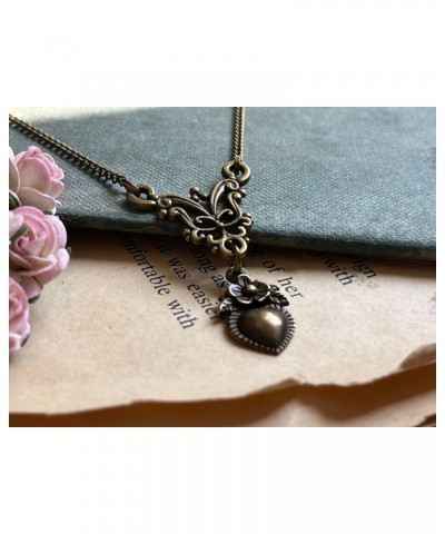 Heart Necklace Bronze Vintage Filigree 8th Wedding Anniversary 19th Wedding Bronze Wrapped and Gift Boxed $30.68 Necklaces