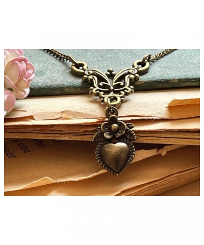 Heart Necklace Bronze Vintage Filigree 8th Wedding Anniversary 19th Wedding Bronze Wrapped and Gift Boxed $30.68 Necklaces