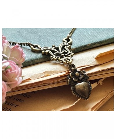 Heart Necklace Bronze Vintage Filigree 8th Wedding Anniversary 19th Wedding Bronze Wrapped and Gift Boxed $30.68 Necklaces