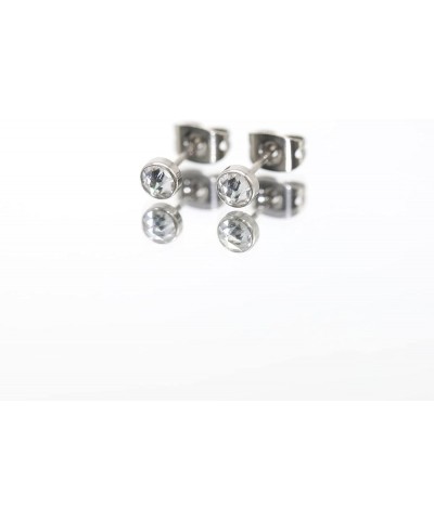 G23 Titanium Crystal Stud Earrings for Women Girls Earrings Hypoallergenic 4mm 5mm 7mm Nickel Free Earring Studs for Sensitiv...