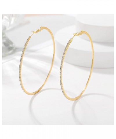 14K Gold Rhinestone Hoop Earrings Fashion Thin Big Hoop Earrings Hypoallergenic Gold Hoop Earrings for Women Girls Jewelry Gi...