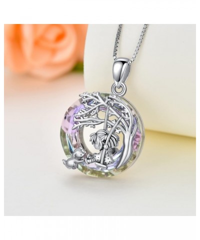 Fox Hummingbird Dog Wolf Cat Eagle Dragon Necklace Sterling Silver Animal Crystal Pendant Necklace Jewelry Gifts for Women Gi...