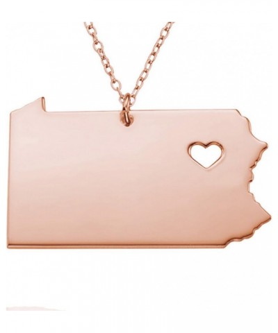 18K Gold Silver Country Map Charm Pendant Pennsylvania State Map Necklace Jewelry Rose Gold $7.88 Necklaces