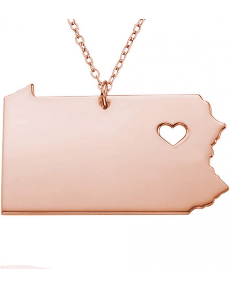 18K Gold Silver Country Map Charm Pendant Pennsylvania State Map Necklace Jewelry Rose Gold $7.88 Necklaces