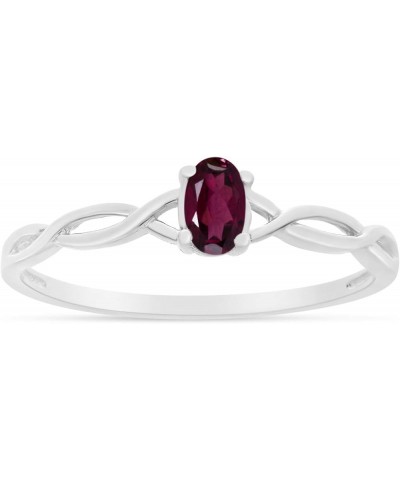 10k White Gold Genuine Birthstone Solitaire Oval Gemstone Wedding Engagement Ring Rhodolite Garnet $88.97 Rings