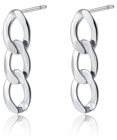 925 Sterling Silver Link Studs Earrings for Women Teen Girls Minimalist Studs Earrings Chain Link Studs A-Silver $8.39 Earrings