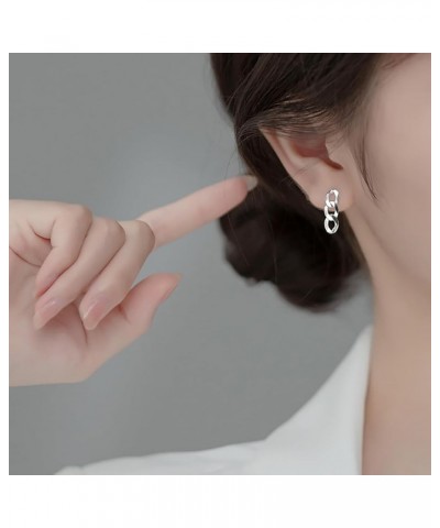 925 Sterling Silver Link Studs Earrings for Women Teen Girls Minimalist Studs Earrings Chain Link Studs A-Silver $8.39 Earrings