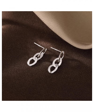 925 Sterling Silver Link Studs Earrings for Women Teen Girls Minimalist Studs Earrings Chain Link Studs A-Silver $8.39 Earrings