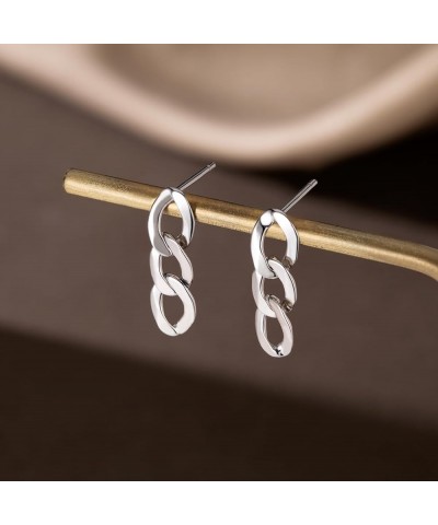 925 Sterling Silver Link Studs Earrings for Women Teen Girls Minimalist Studs Earrings Chain Link Studs A-Silver $8.39 Earrings