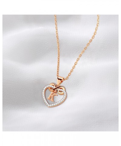 Heart Initial Necklaces for Women Girls | 14K Real Gold Plated CZ Letter Infinity Pendant Nacklace Gifts for Her 01-Rose Gold...