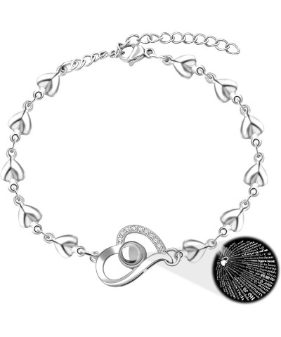 Cute Stainless Steel Heart Link Chain Bracelet | 100 Different Languages I Love You Projection Bracelets for Women Girls Y443...