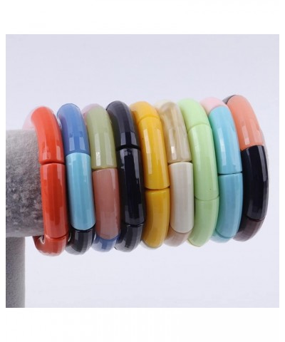 Colorful Bamboo Tube Bangle Bracelet Stretch Stacking Style Band Bracelet for Women Girls Summer Jewelry E orange $5.69 Brace...