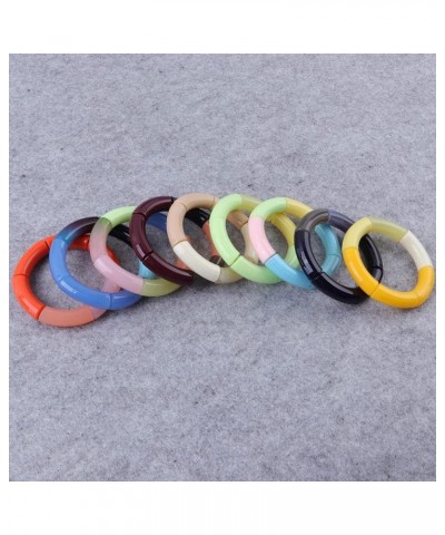 Colorful Bamboo Tube Bangle Bracelet Stretch Stacking Style Band Bracelet for Women Girls Summer Jewelry E orange $5.69 Brace...