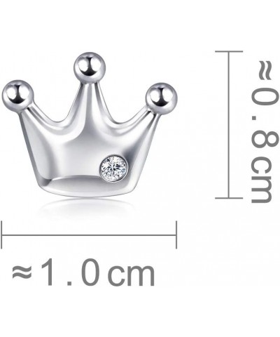 950 Platinum Cute Diamond Stud Single Earring for Women 92111E (Sold Single Not Pair) Crown $54.00 Earrings