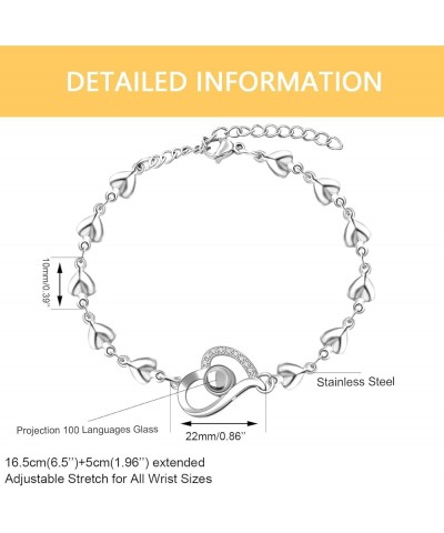 Cute Stainless Steel Heart Link Chain Bracelet | 100 Different Languages I Love You Projection Bracelets for Women Girls Y443...