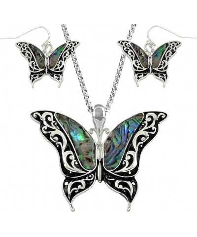 Beautiful Butterfly Pendant Necklace and Earrings Set with 24 Inches Stainless Steel Chain Abalone Shell Gift Boxed $12.16 Ot...