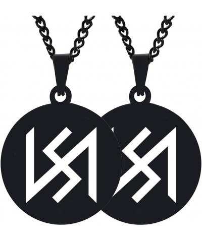 2PCS Slavic Stribog God Symbol Pattern Stainless Steel Men Women Jewelry Pendant Necklace Chain 2XBlack $9.59 Necklaces