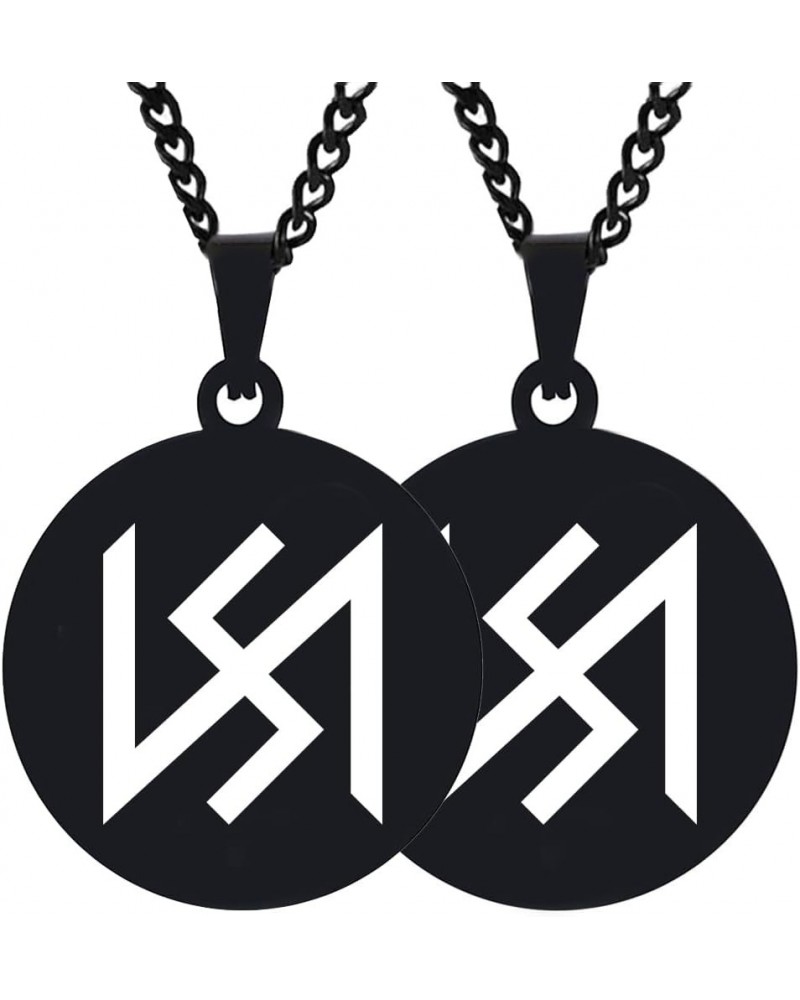 2PCS Slavic Stribog God Symbol Pattern Stainless Steel Men Women Jewelry Pendant Necklace Chain 2XBlack $9.59 Necklaces