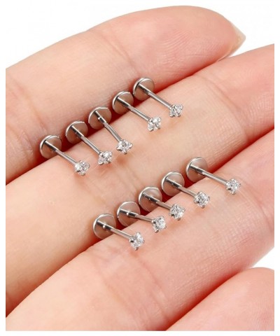 18G 20G Nose Rings Stud Surgical Steel Flat back Threadless Nose stud Earrings Cubic Zircon Helix/cartilage/Tragus/Lobe Earri...