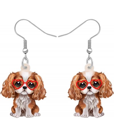 Acrylic Valentine's Day Red Heart Love Pug Dog Earrings Drop Dangle Jewelry For Women Gift Charms Cavalier King Charles Spani...