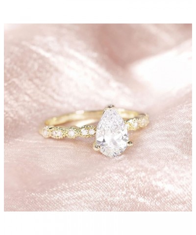 1.5CT Teardrop Engagement Rings for Women Marquise Pear Shaped Cubic Zirconia Promise Rings for Her Size 4-12 Gold $10.50 Rings