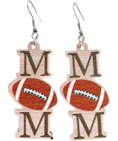 Wooden MOM Earrings Lightweight Wood Basketball Soccer Football MOM Dangle Earrings Sports Game Team Jewelry Gifts for Mother...