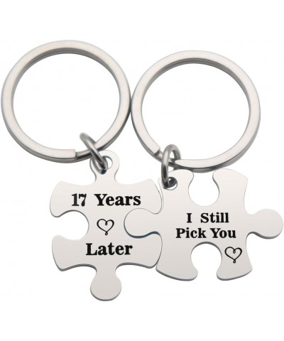 Anniversary Keychains Couple Keychain Set for Him and Her Wedding Valentine's Day Wedding Jewelry for Couple 17 Years Later I...