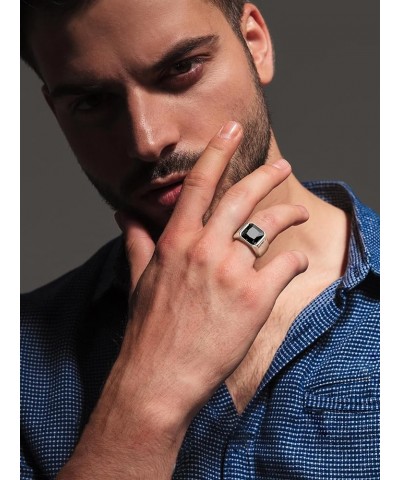 Men Custom Square Signet Rings, Stainless Steel/Gold Plated/Black-Send Gift Box 01: stainless $12.71 Rings