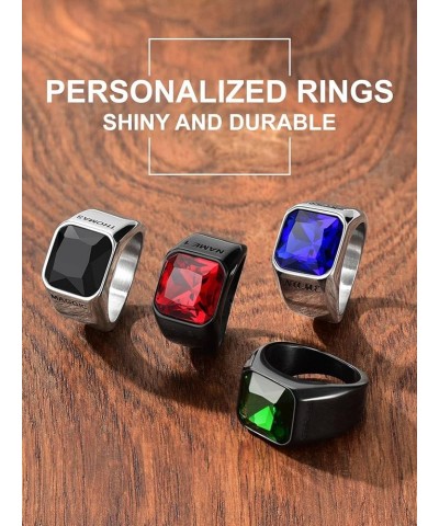 Men Custom Square Signet Rings, Stainless Steel/Gold Plated/Black-Send Gift Box 01: stainless $12.71 Rings