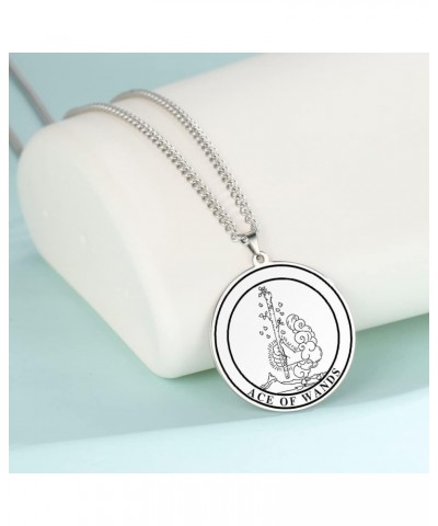 Tarot Card Necklace Ace King Queen Knight Pendant Necklace Wands Pentacle Link Chain Necklace ACE OF WANDS $8.54 Necklaces