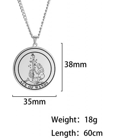 Tarot Card Necklace Ace King Queen Knight Pendant Necklace Wands Pentacle Link Chain Necklace ACE OF WANDS $8.54 Necklaces