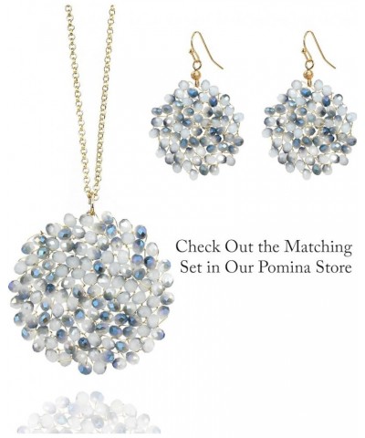 Handwired Crystal Beaded Cluster Floral Circle Dangle Drop Earrings for Women Blue- Frosted $11.19 Earrings