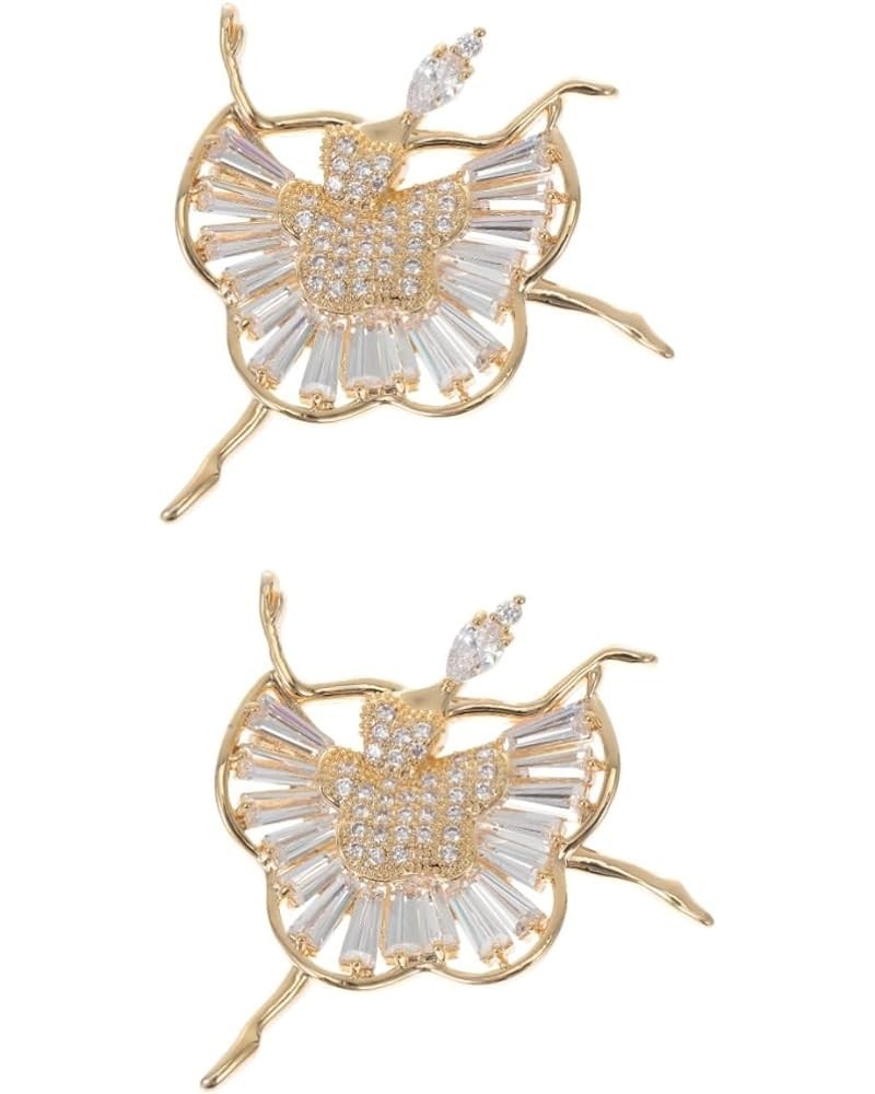 2 Pcs Ballet Brooch Modeling Rhinestones Clothing Girl 4.8X4.5X1CMx2pcs Goldenx2pcs $9.97 Others