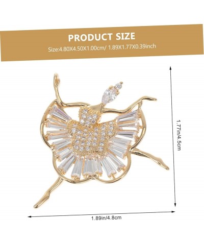 2 Pcs Ballet Brooch Modeling Rhinestones Clothing Girl 4.8X4.5X1CMx2pcs Goldenx2pcs $9.97 Others