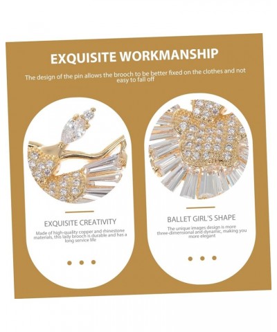 2 Pcs Ballet Brooch Modeling Rhinestones Clothing Girl 4.8X4.5X1CMx2pcs Goldenx2pcs $9.97 Others