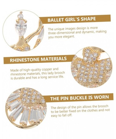 2 Pcs Ballet Brooch Modeling Rhinestones Clothing Girl 4.8X4.5X1CMx2pcs Goldenx2pcs $9.97 Others