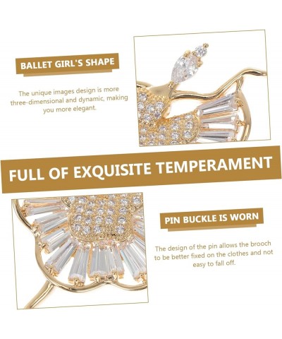 2 Pcs Ballet Brooch Modeling Rhinestones Clothing Girl 4.8X4.5X1CMx2pcs Goldenx2pcs $9.97 Others