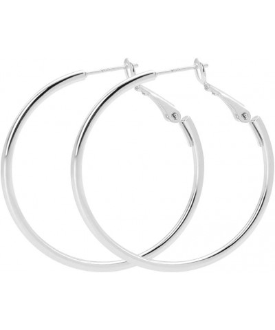 925 Sterling Silver Hoop Earrings,18K Gold Plated Polished Round Hoop Earrings For Women,Girls' Gifts SILVER-1.57in $8.24 Ear...